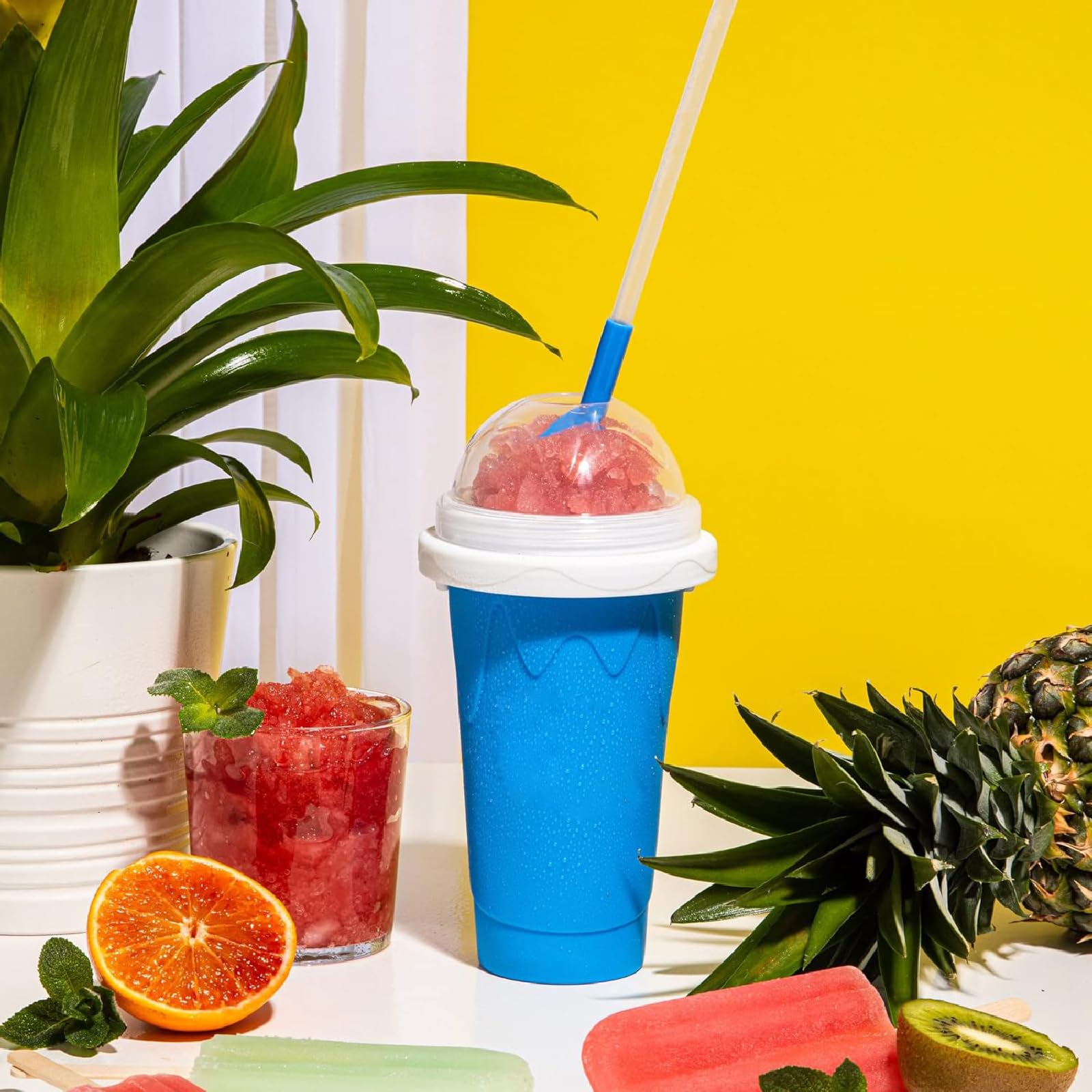 Generic Slushy Maker Cup blue color adds vibrant kitchen appeal for slush time