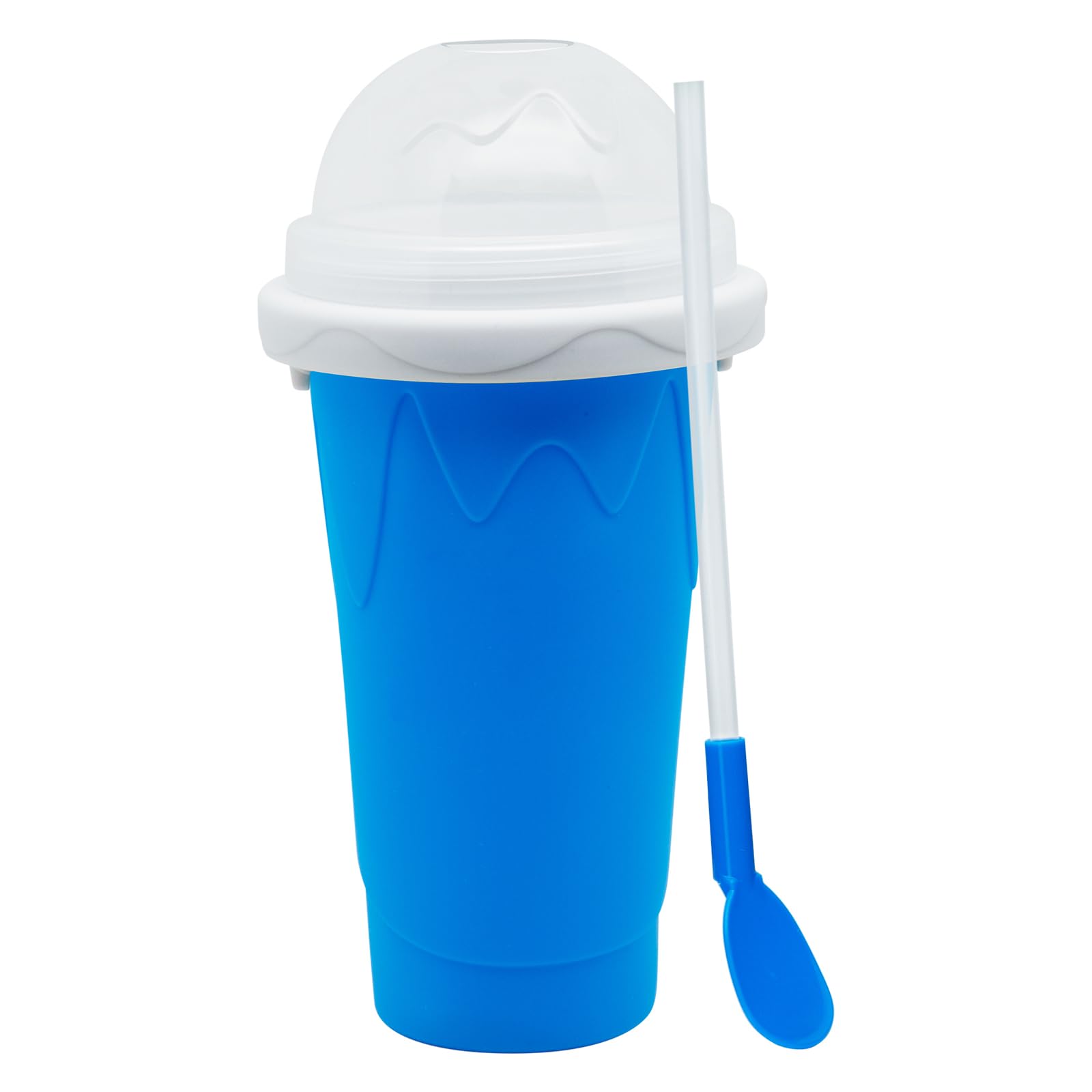 Generic Slushy Maker Cup lid and spoon display spill-free serving and easy cleanup
