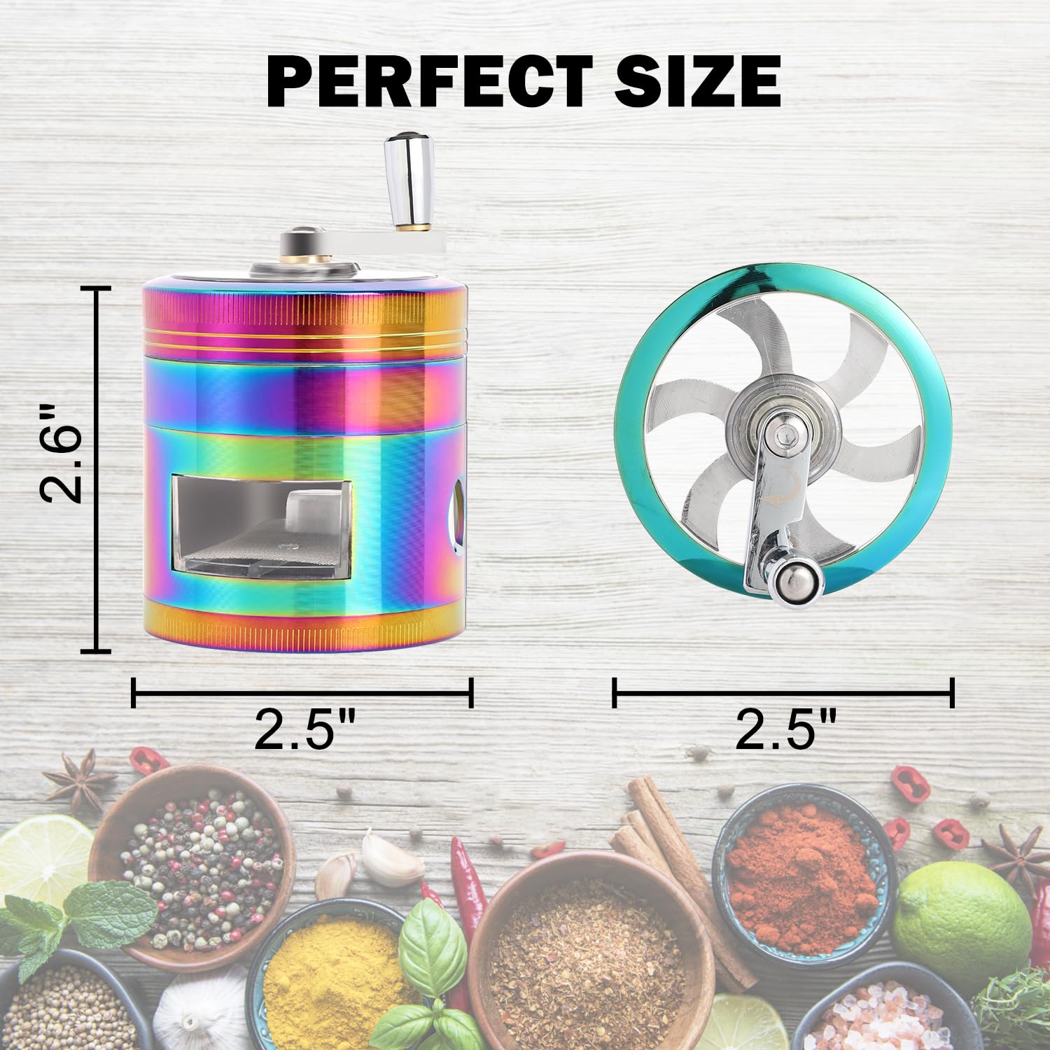 Generic Spice Grinder with easy-grip handle enables comfortable turning.