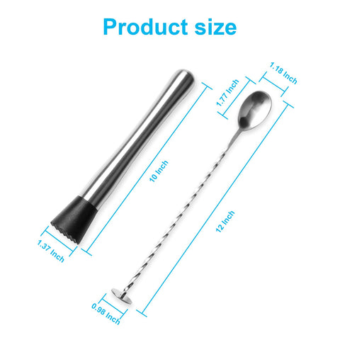 Generic stainless steel muddler with nylon head demonstrates durability and rust resistance.