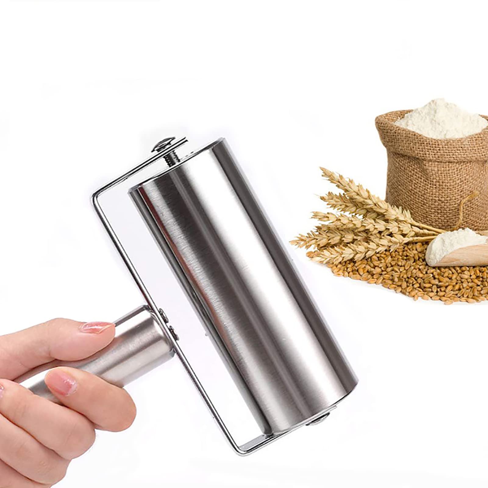Generic stainless steel roller with smooth finish for easy cleaning and maintenance.