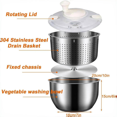 Generic stainless-steel basket highlights durable interior for salads