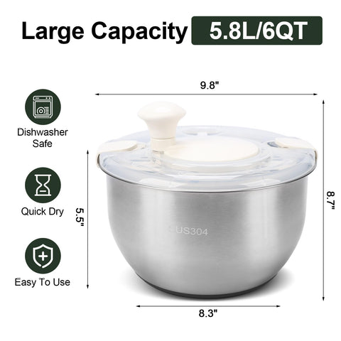 Generic stainless steel spinner bowl with ample capacity for families