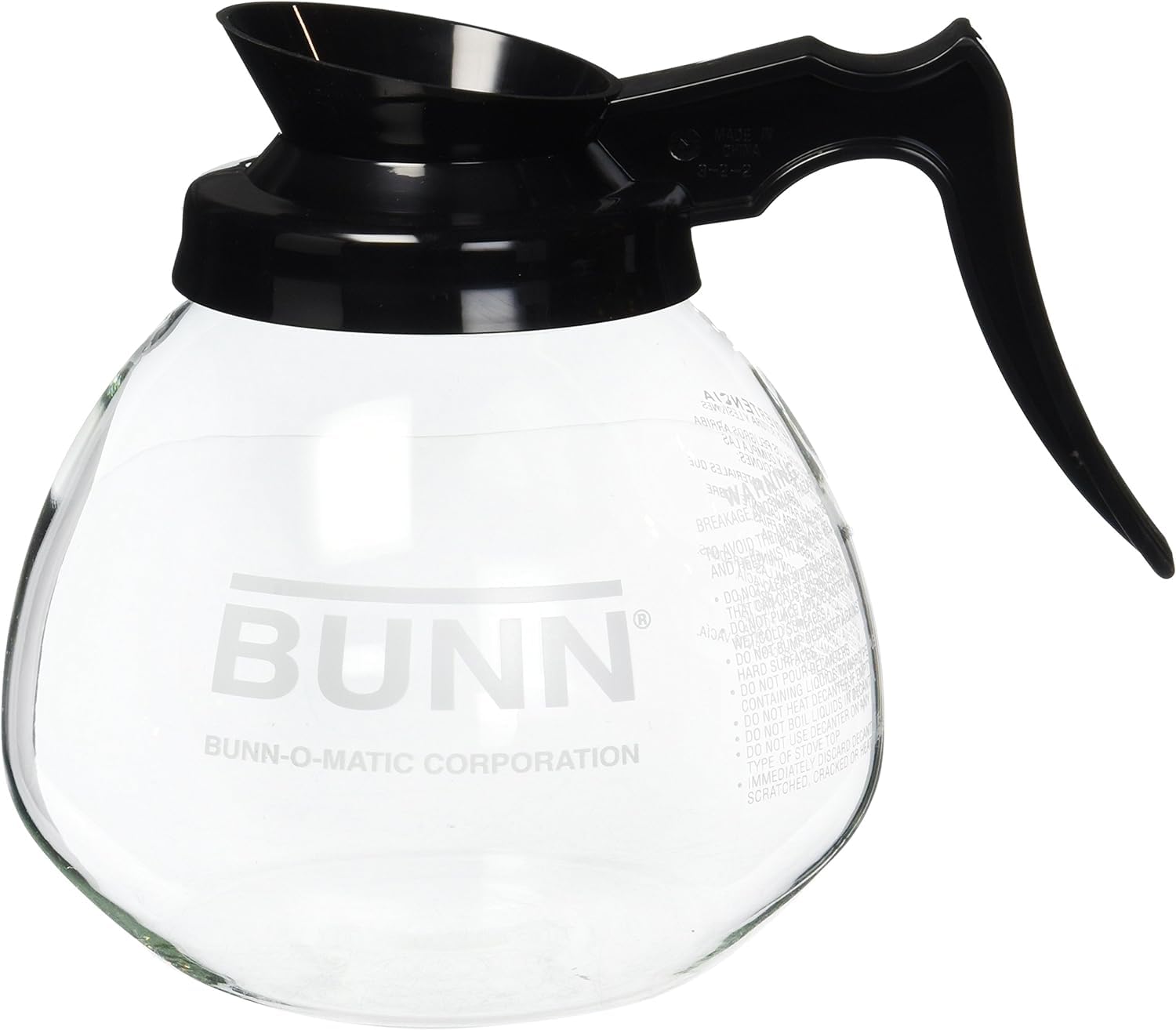 Generic Supply Depot BUNN 12-cup decanter in clear glass for easy coffee level monitoring