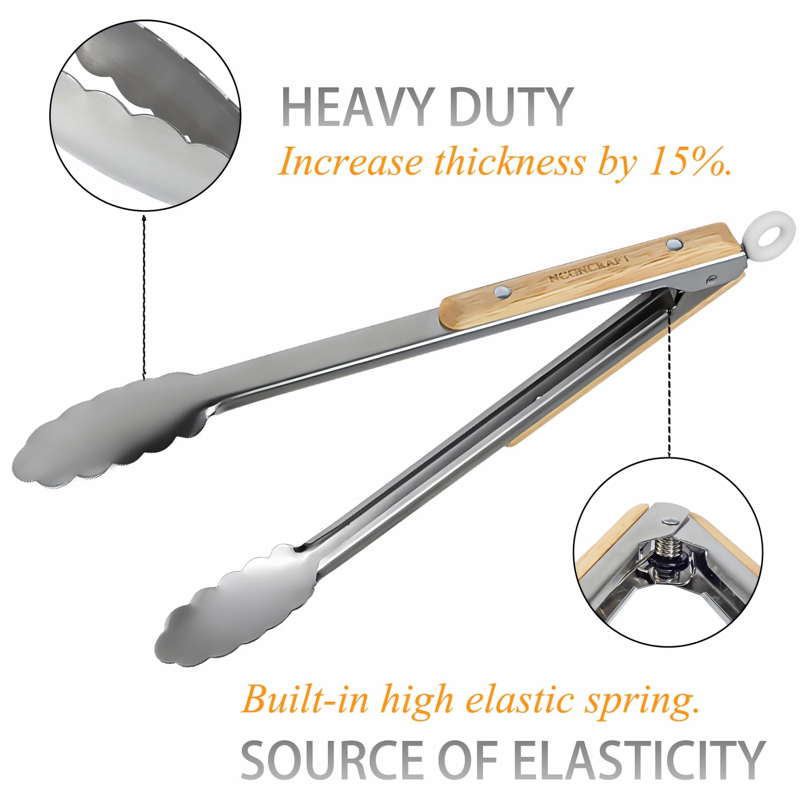 Generic dishwasher-safe tongs offering easy cleanup.