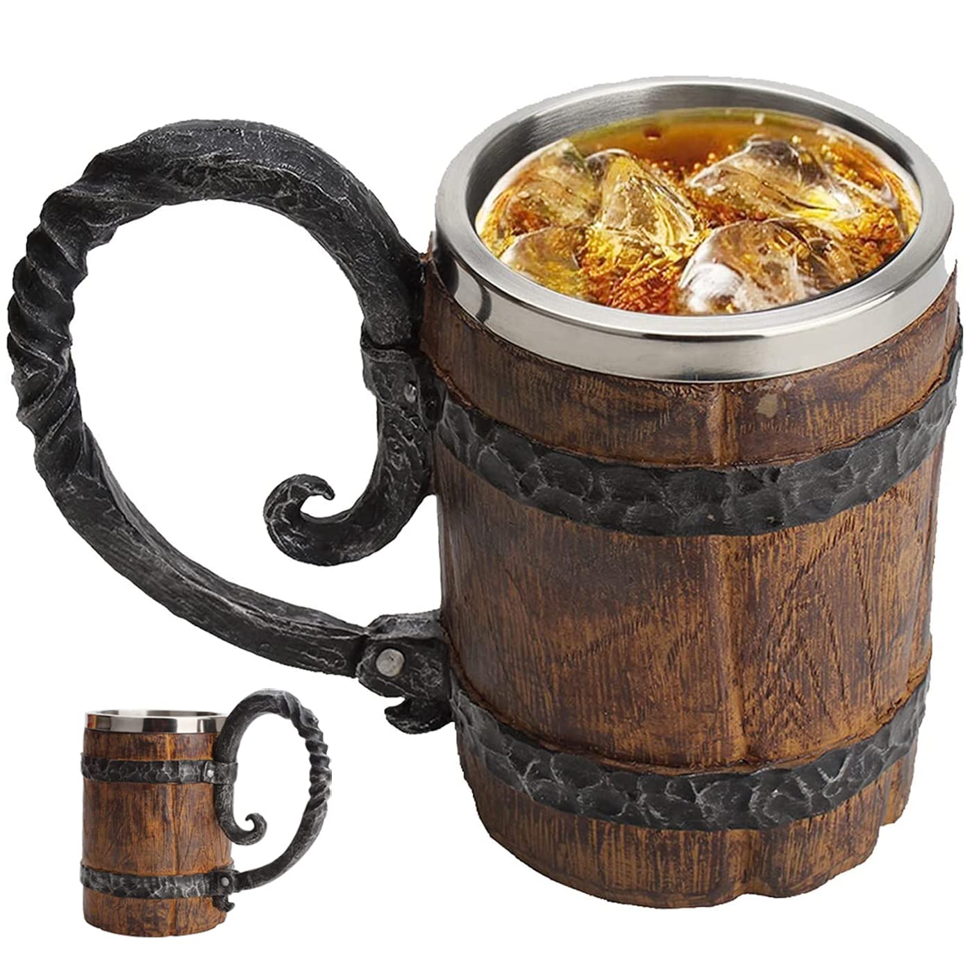 Generic Viking-style mug showcases rich wood grain for classic display