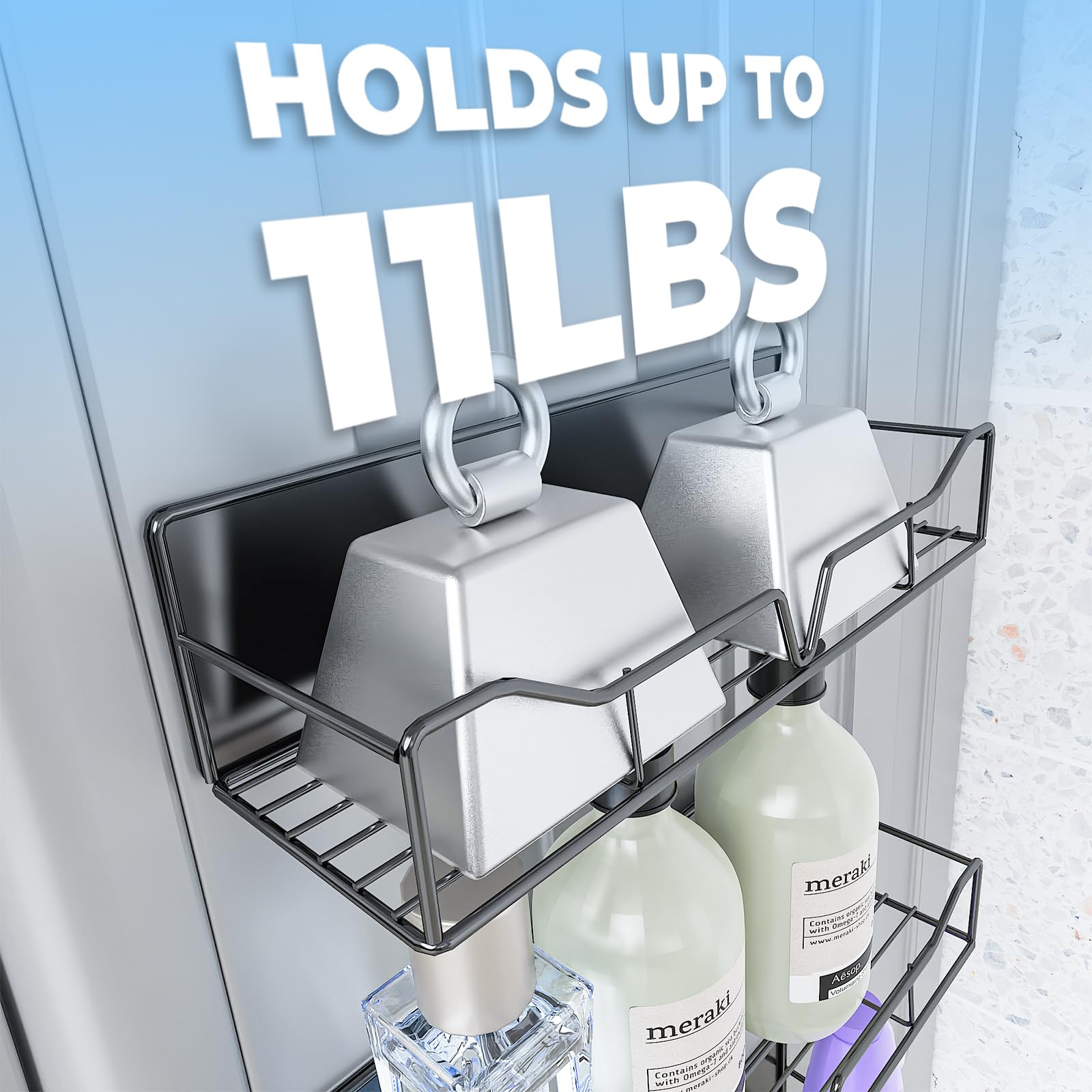 Generic washing area organizer with three tray sizes fits varied items.