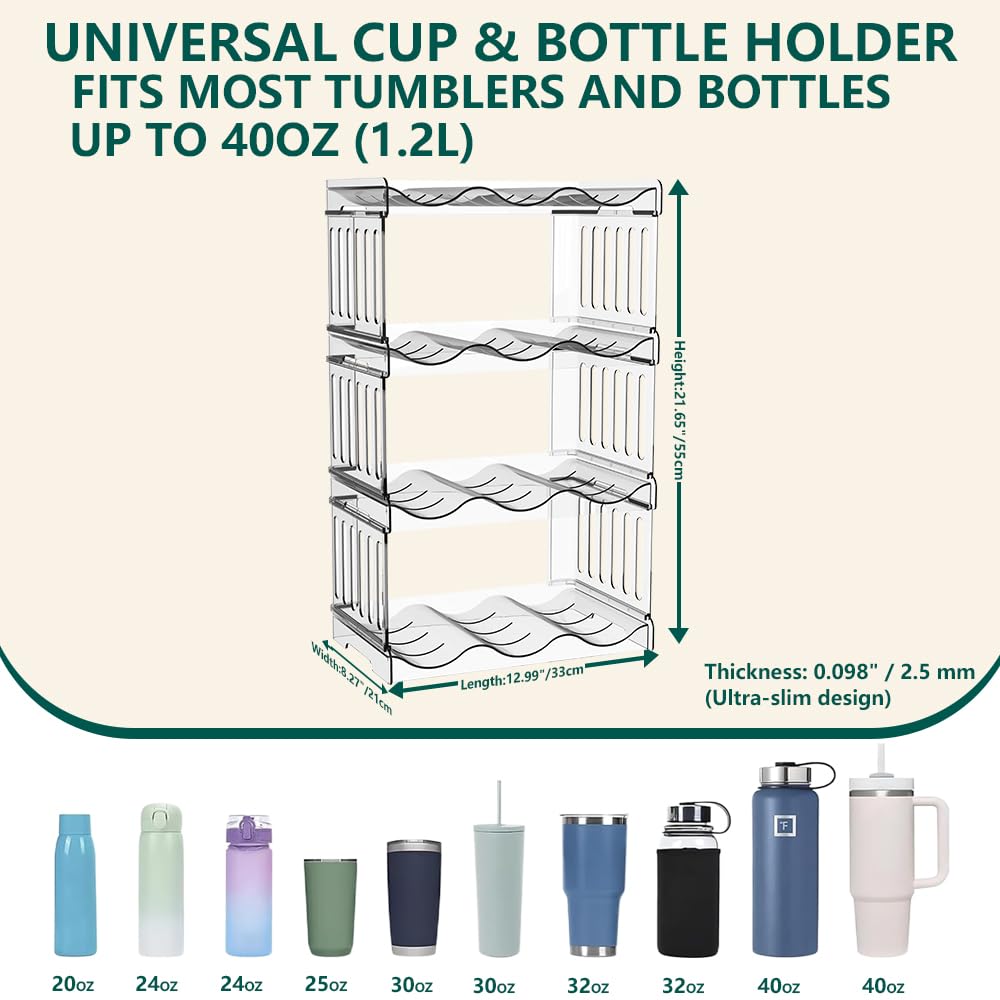 Generic Water Bottle Organizer holds 40oz Stanley bottles securely with anti-roll side prongs.