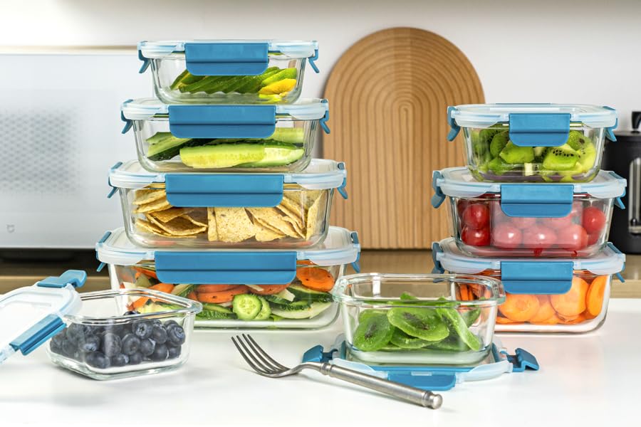 GENICOOK 21.6oz glass container great for family meals and batch prepping.