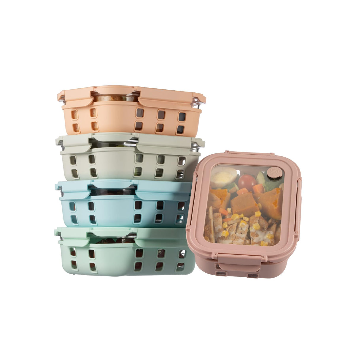 GENICOOK 4.4 cup glass storage containers with airtight lids for fresh meal prep.
