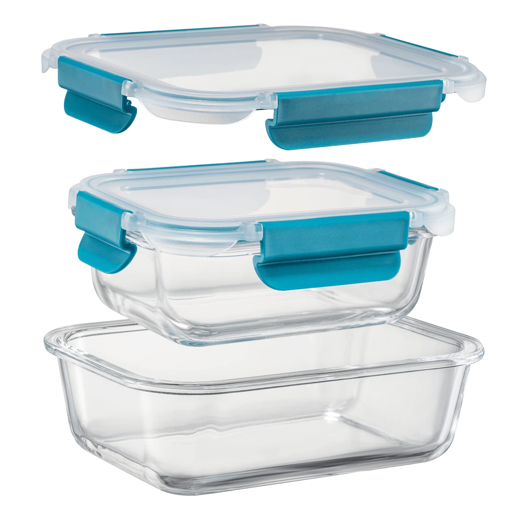 GENICOOK 51.4oz square glass container stores bulk leftovers and meal prep.