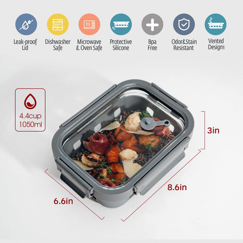 GENICOOK airtight glass containers keep meals fresh and organized.