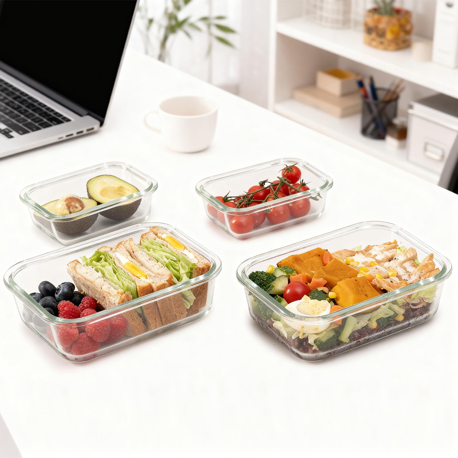 GENICOOK four-hinge locking lids securely seal to prevent leaks in bags.