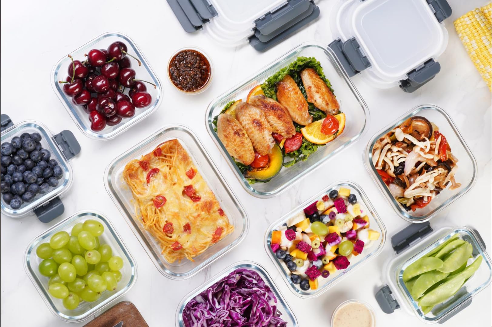 GENICOOK glass bento round 13.5-oz container, second size for varied portions
