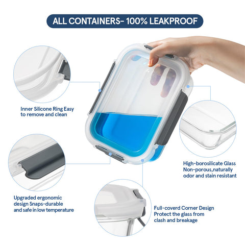 GENICOOK glass bento square 10.8-oz container for compact lunches