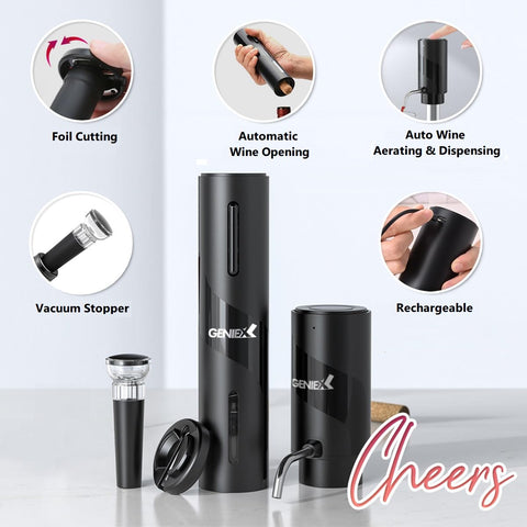 GENIEX corkscrew opens bottles smoothly for quick access