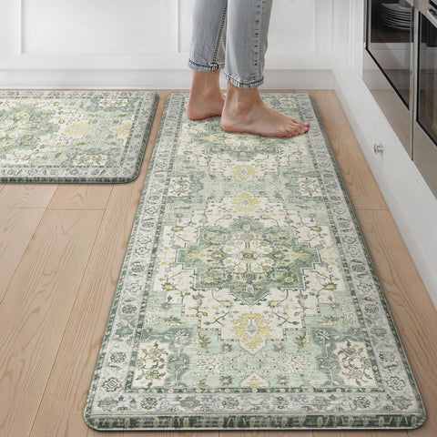GENIMO kitchen mats with floral-pattern protect floors and elevate decor.
