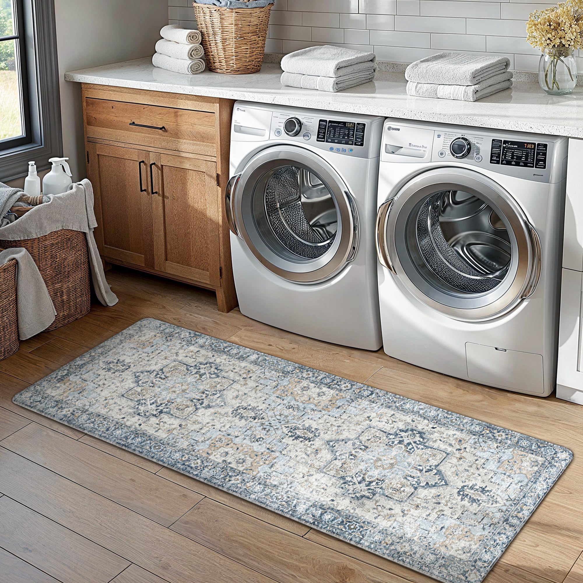GENIMO kitchen mats work as runner or laundry rug.