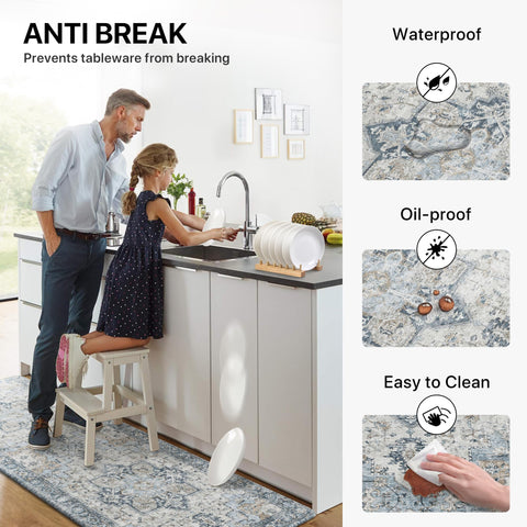 GENIMO non-slip backing keeps mats in place on floors.