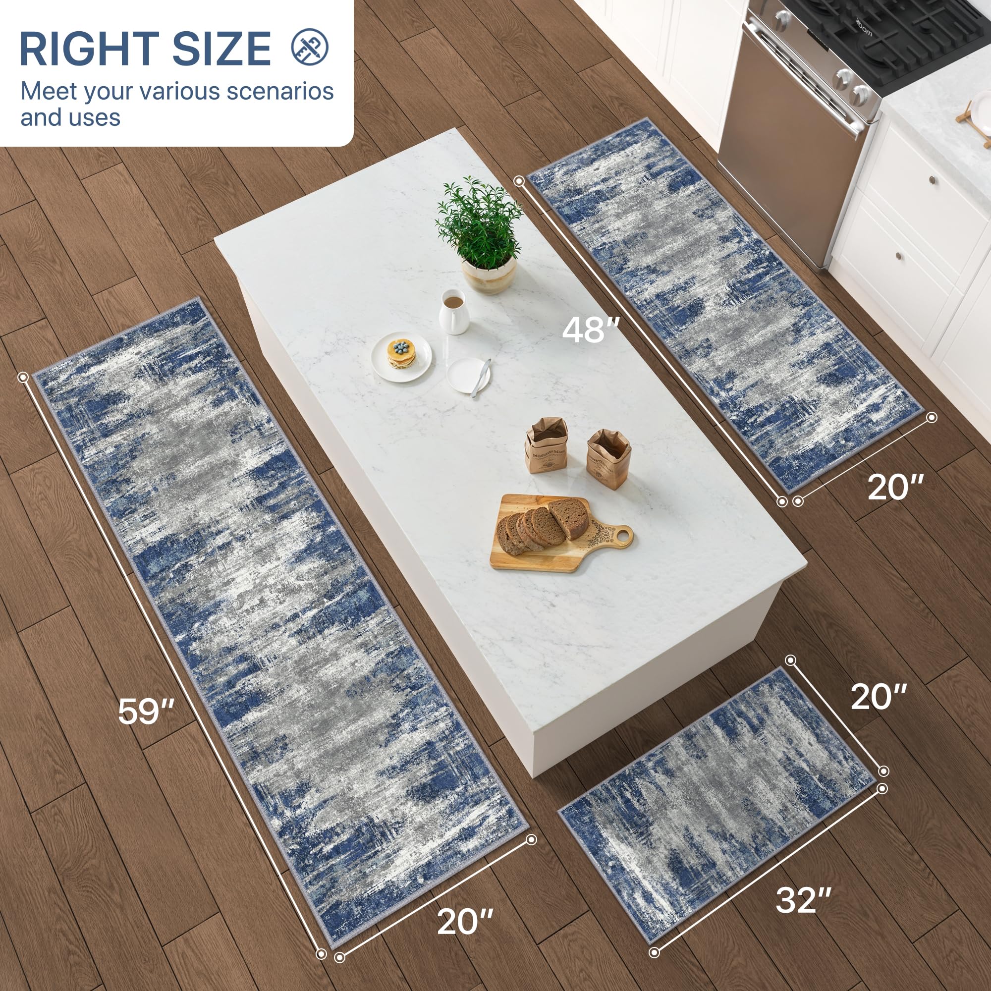 GenIMO waterproof kitchen mat highlights oil resistance and easy cleanup after cooking messes.