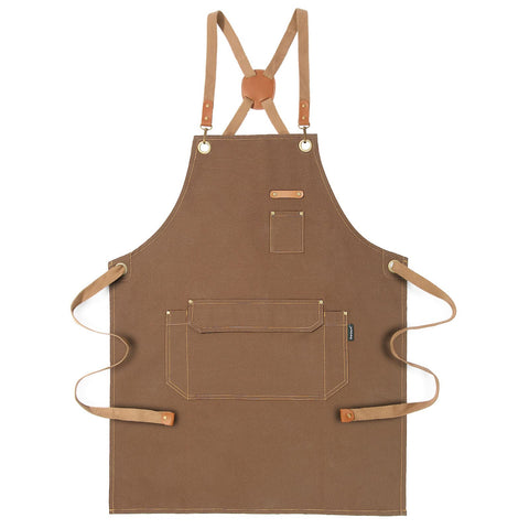 Genixart cross-back apron with pockets for easy tool access.