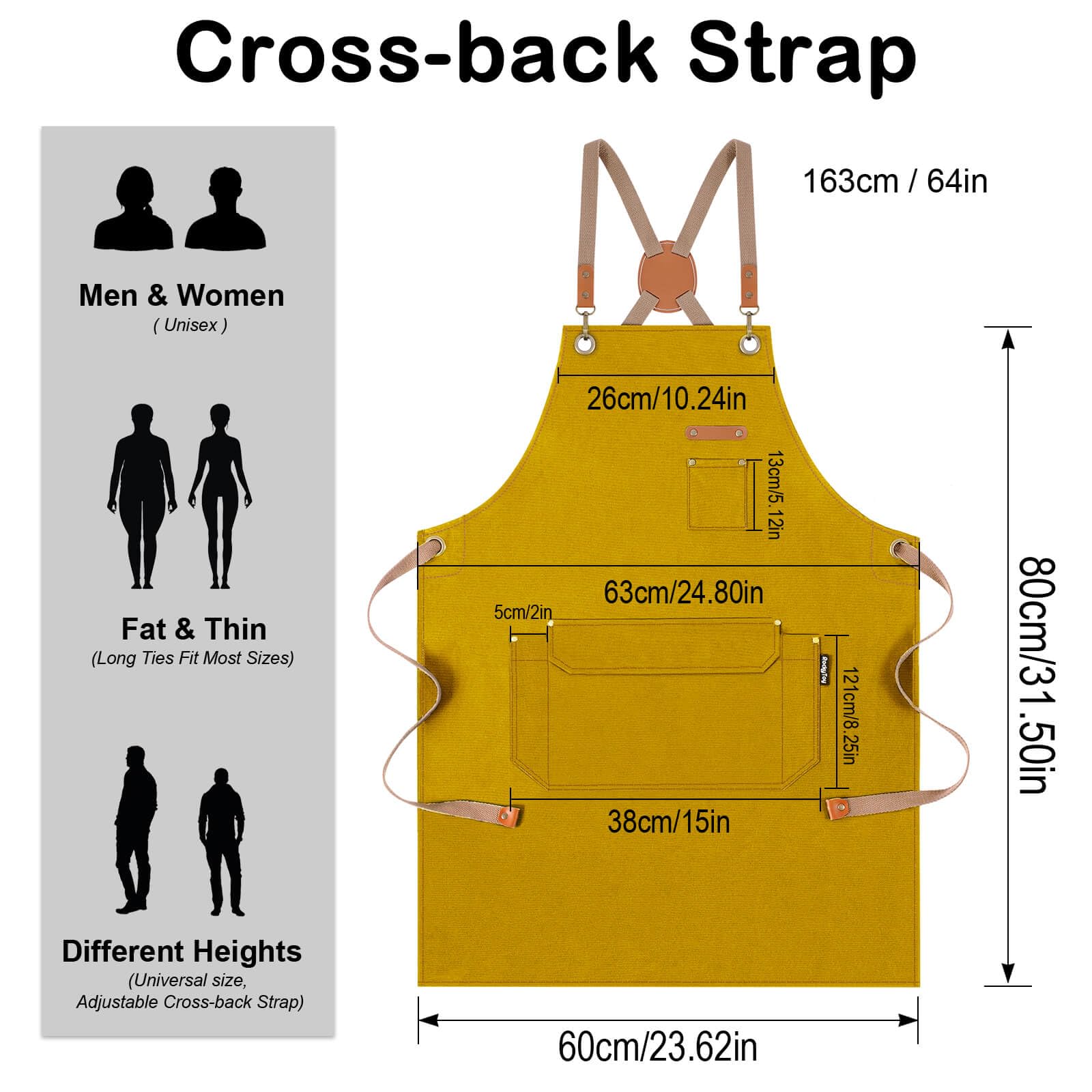 Water-repellent Genixart apron fabric helps keep stains away during busy shifts.