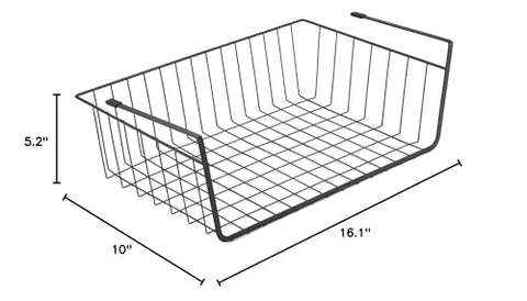 GENIYA under-shelf basket mounted on cabinet door reduces clutter.