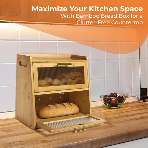 Gennua Kitchen bread box with built-in handles for easy transport