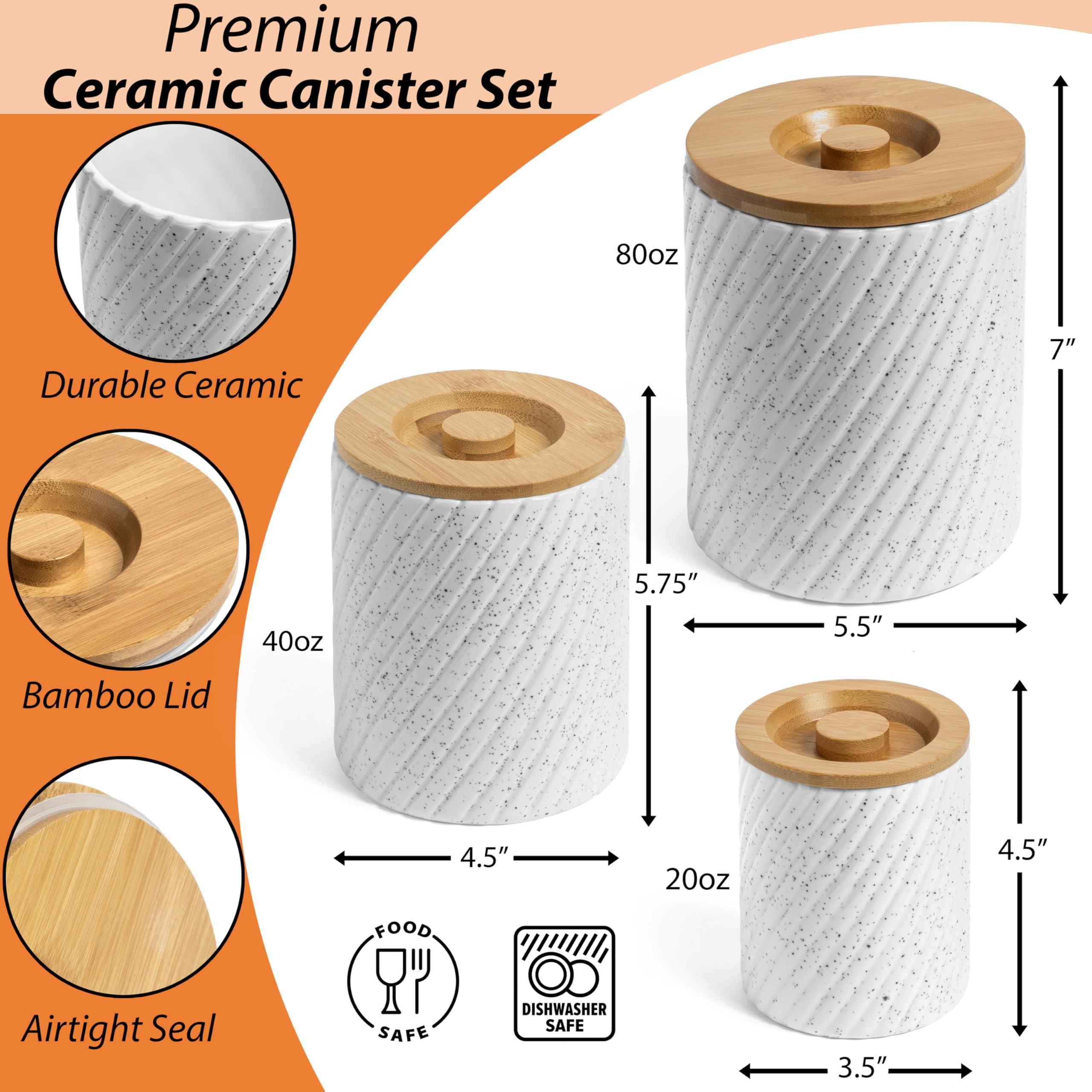 Gennua Kitchen ceramic canister 20oz ideal for tea, coffee, or spices.