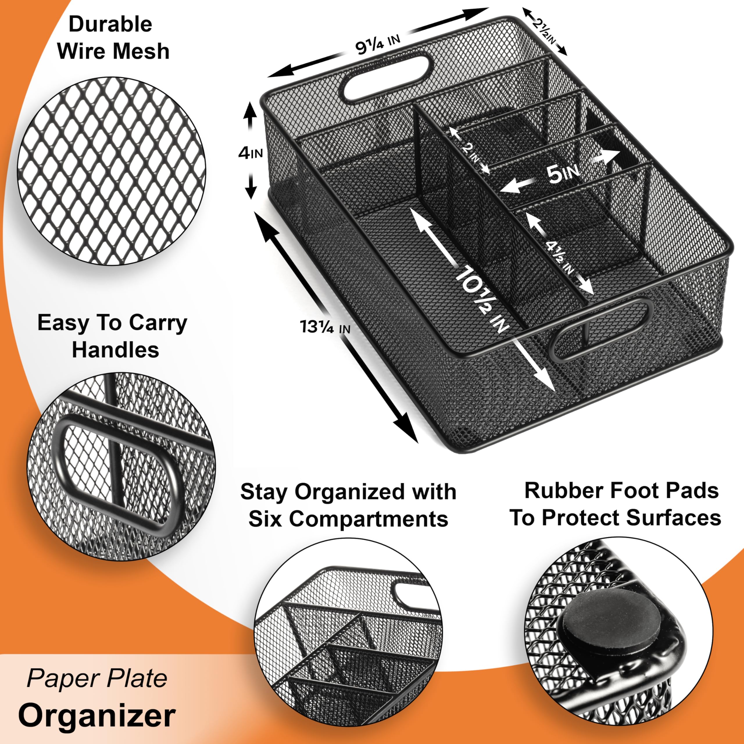 Gennua Kitchen six-compartment utensil caddy neatly stores utensils and napkins
