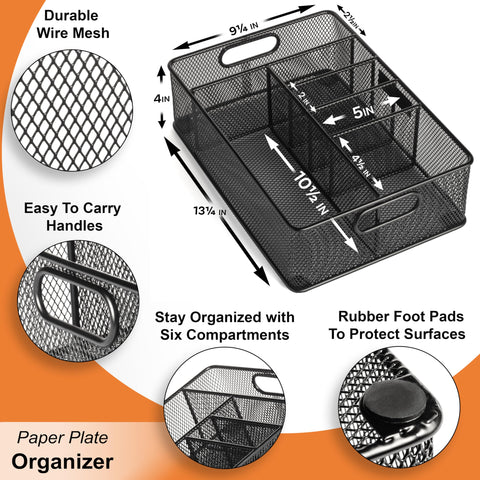 Gennua Kitchen six-compartment utensil caddy neatly stores utensils and napkins