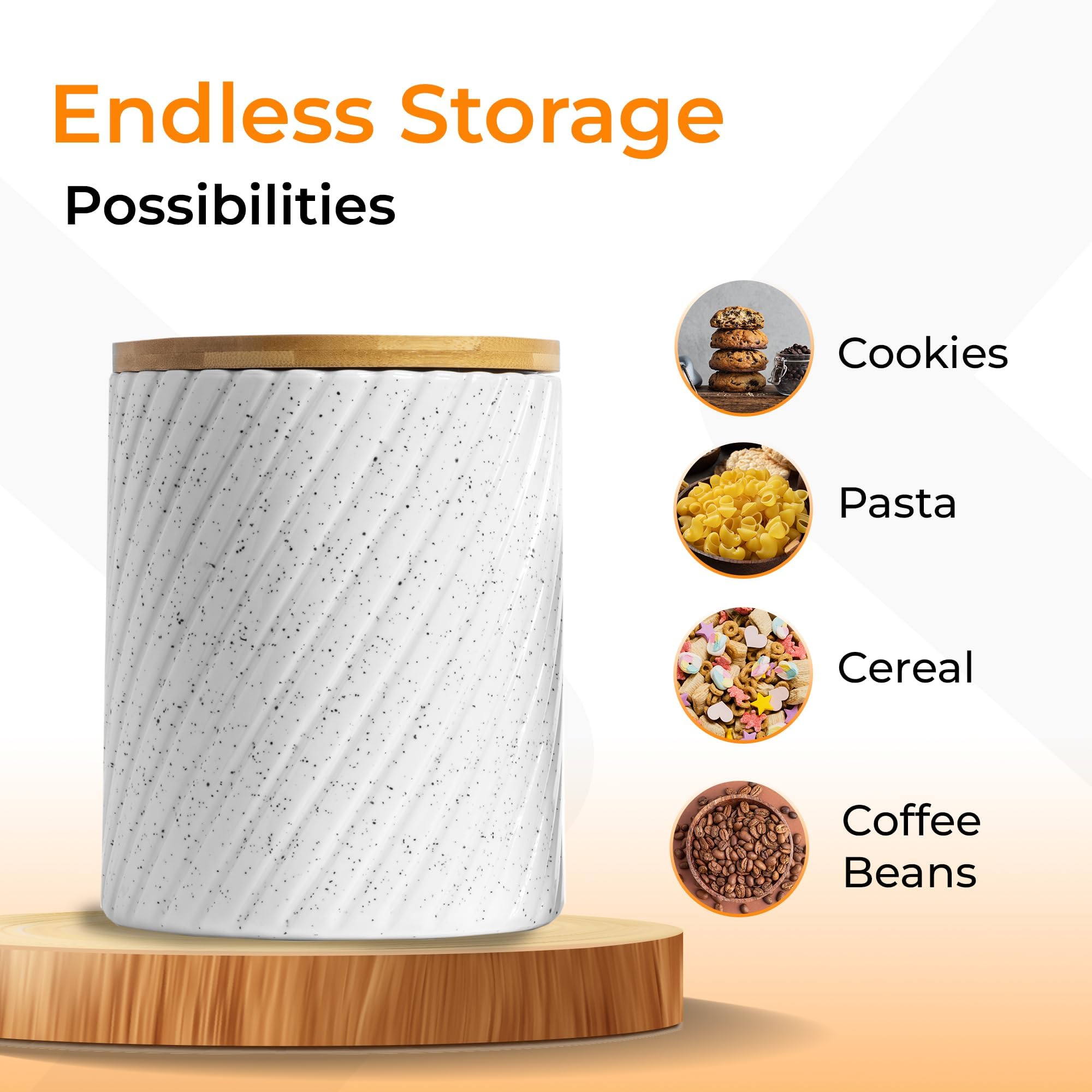 Gennua Kitchen white ceramic texture adds understated style to pantry.