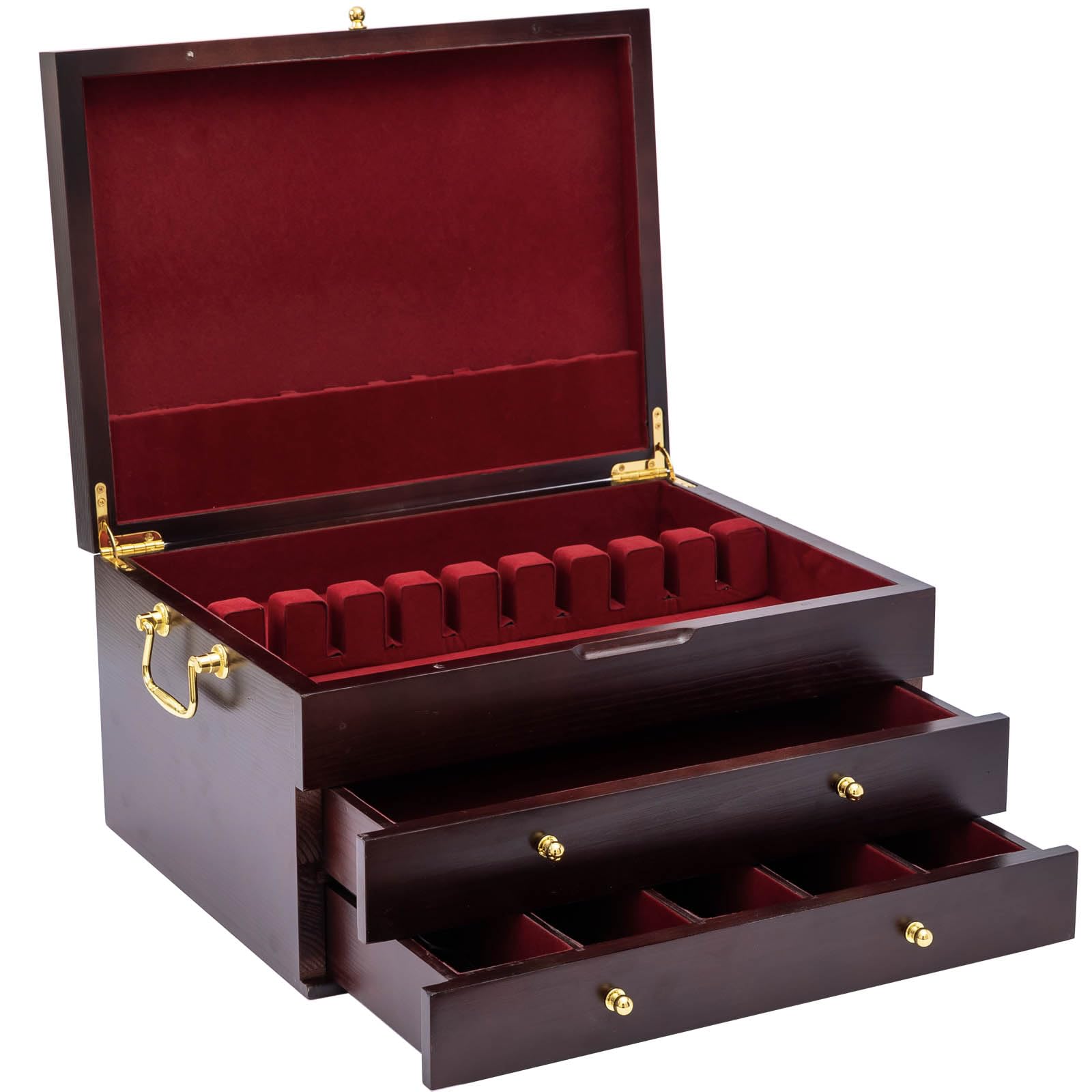 GENRICE wooden silverware chest felt lining protects contents from scratches.