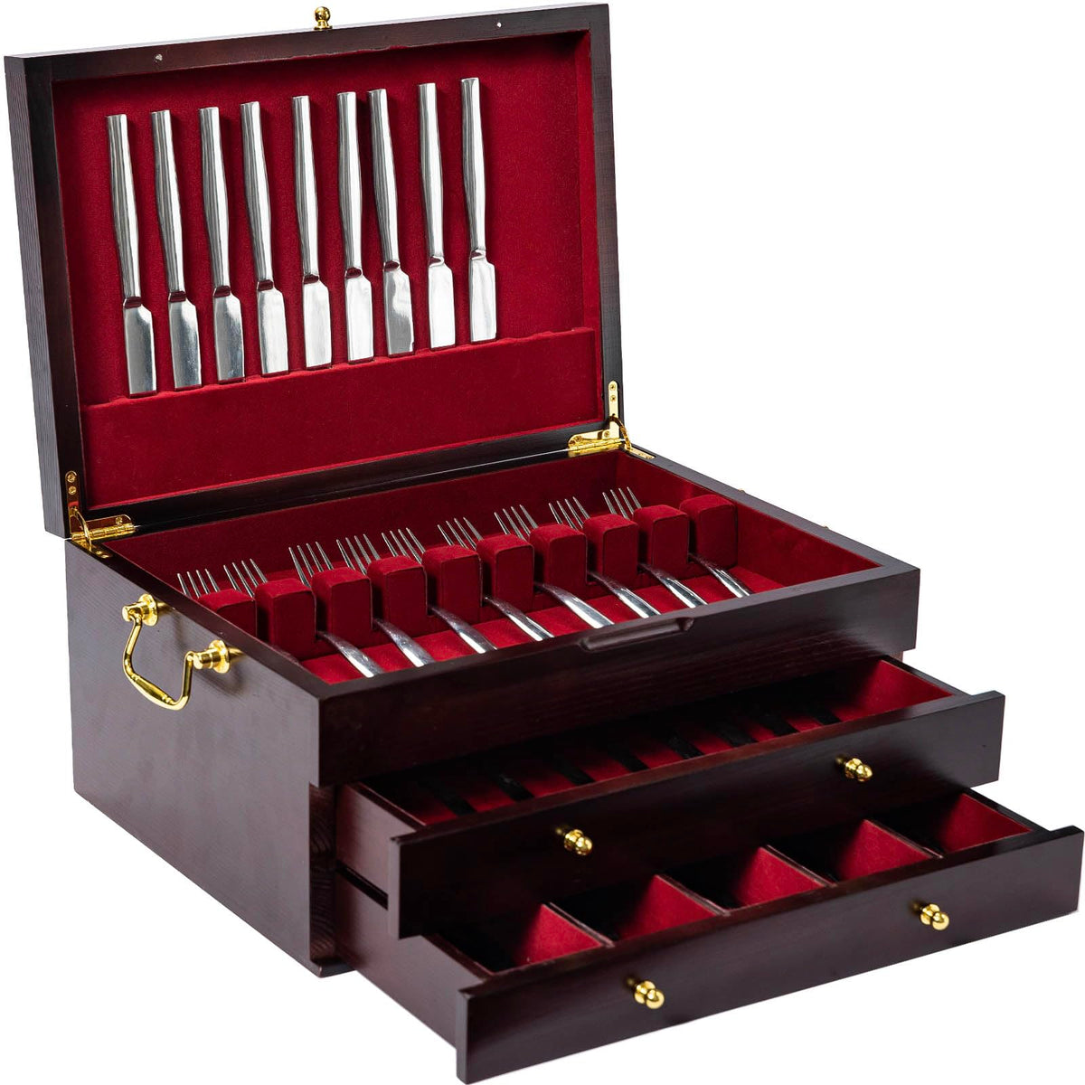 GENRICE wooden silverware chest handle keeps utensils organized and easy to lift.