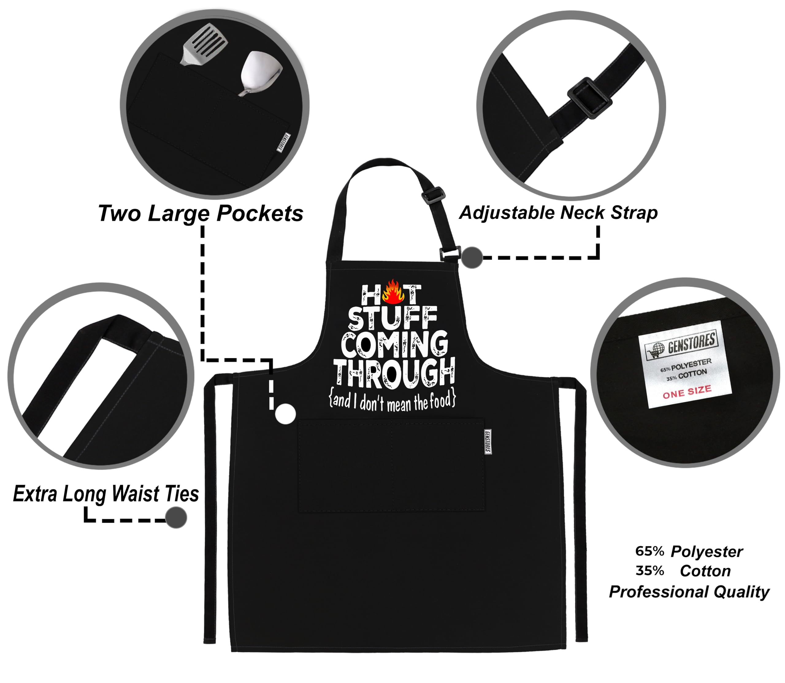 GENSTORES adjustable neck bib apron offers comfortable fit for long grilling sessions