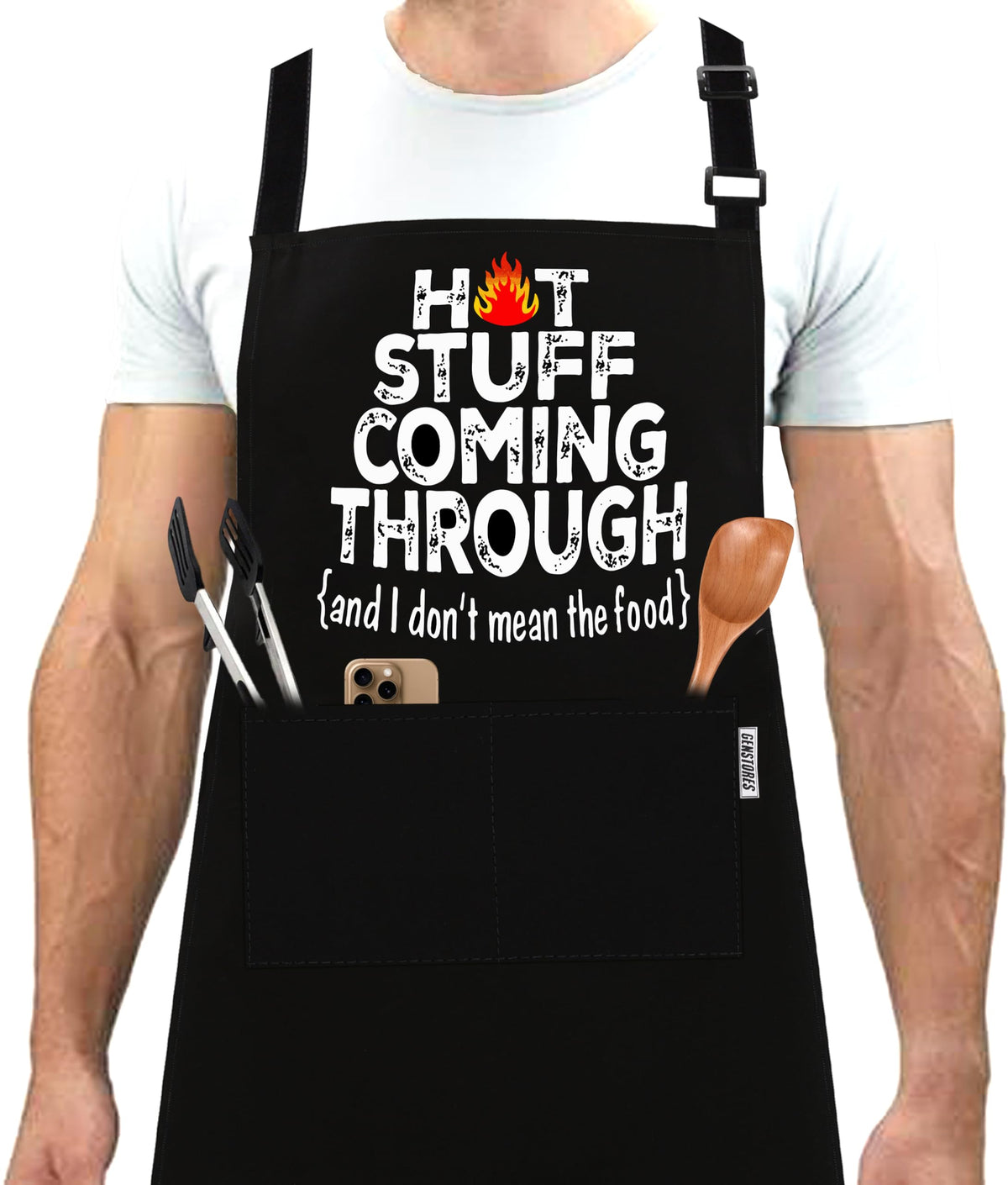 GENSTORES funny grilling apron with pockets keeps utensils at hand while cooking