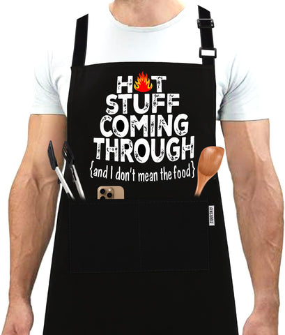 GENSTORES funny grilling apron with pockets keeps utensils at hand while cooking