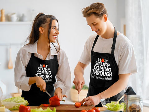 GENSTORES patterned apron design like Mr Good Looking Is Cooking adds fun to any kitchen