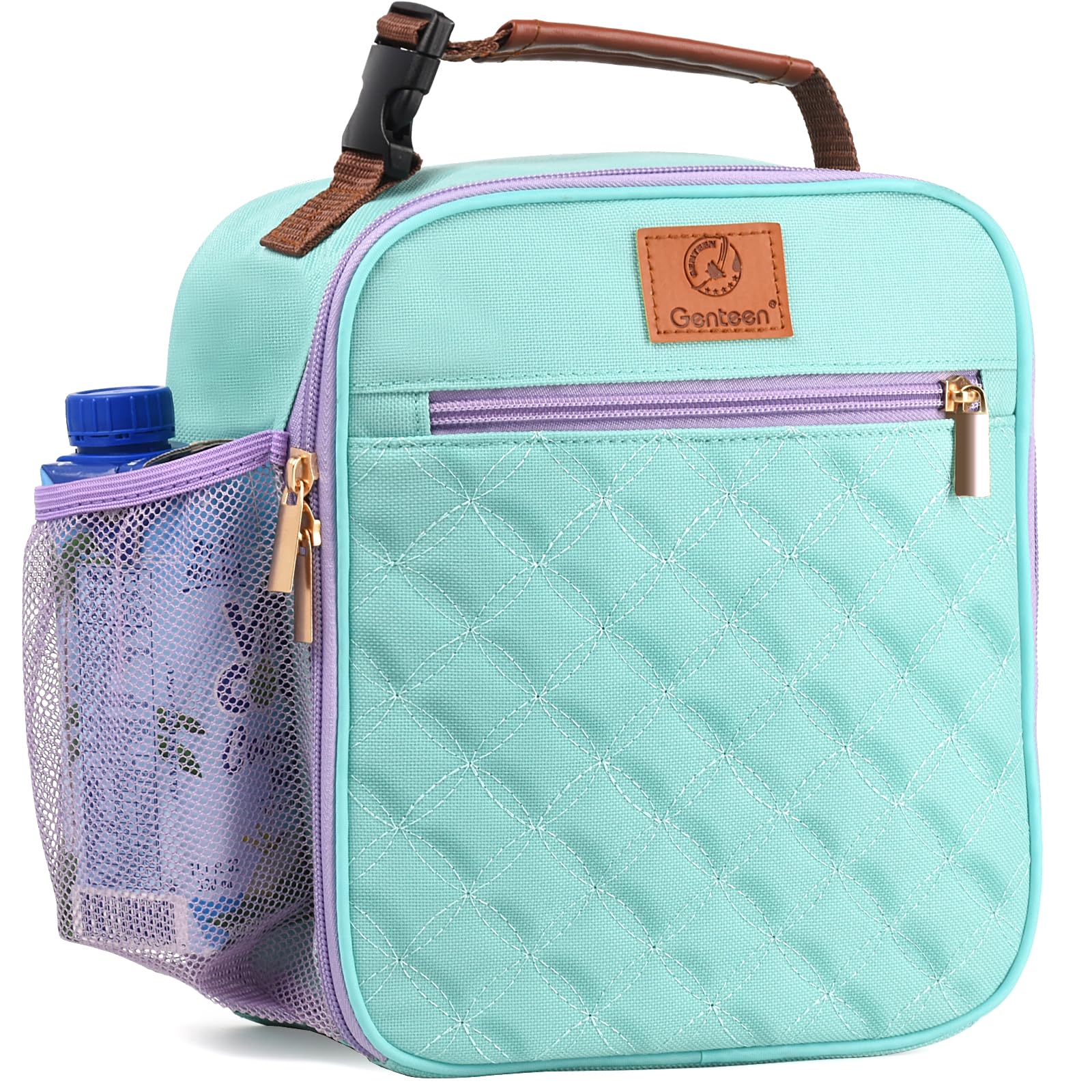 Genteen insulated lunch bag light green with spacious interior for meals on the go.