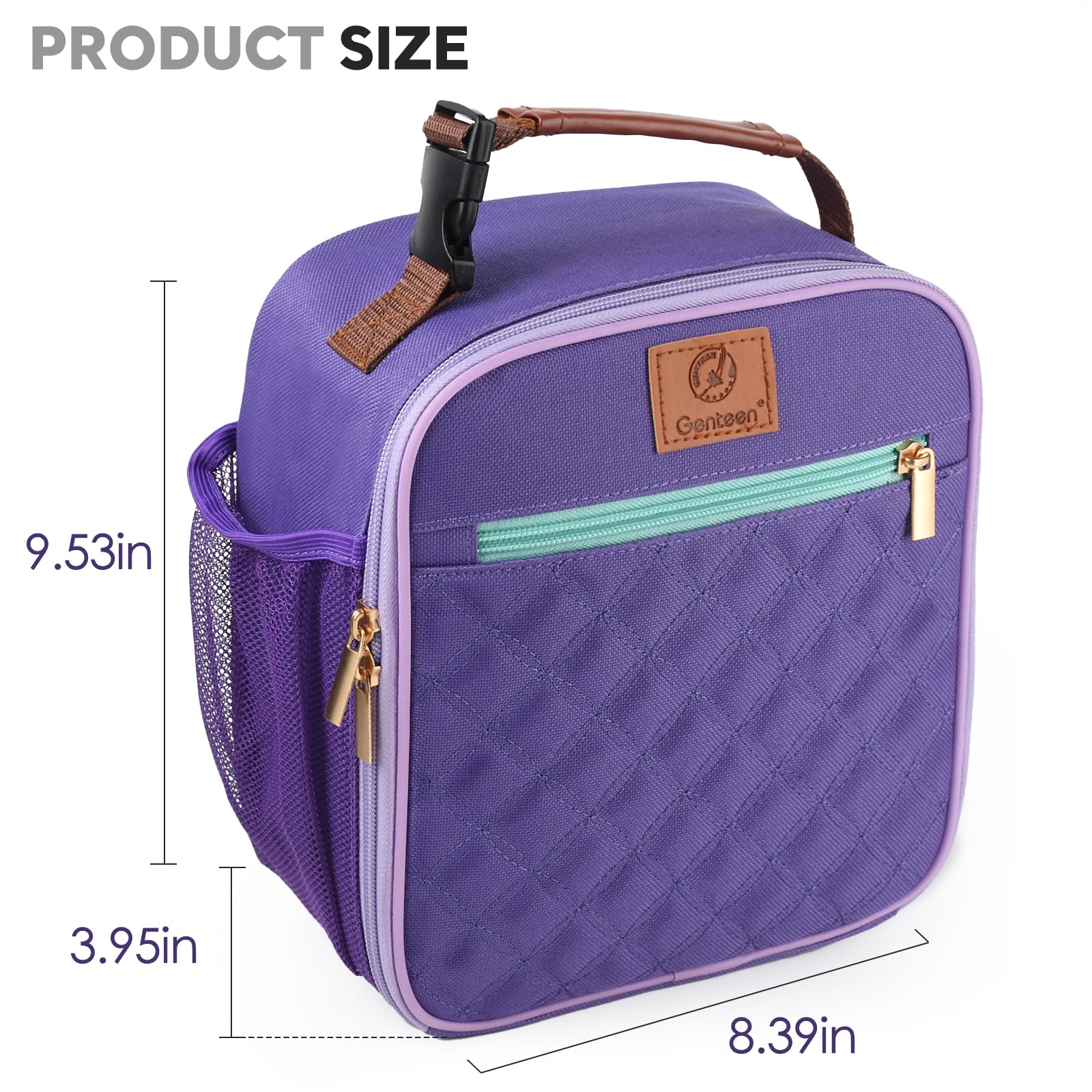 Genteen lunch bag front zip pocket stores phone and keys