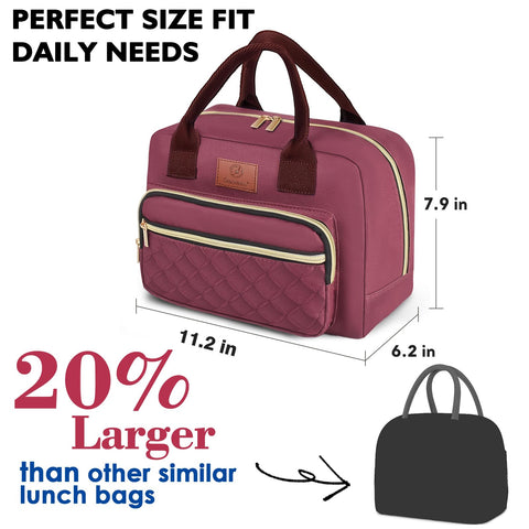 Genteen lunch bag high capacity, 11.2 by 6.29 by 7.9 inches, versatile use.
