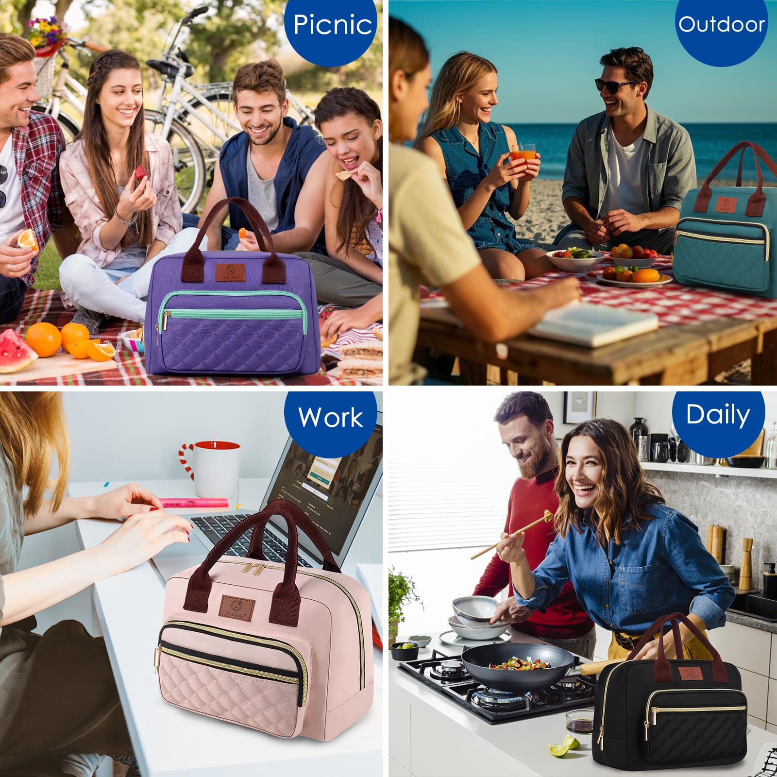 Genteen lunch bag high capacity tote holds meals and snacks.