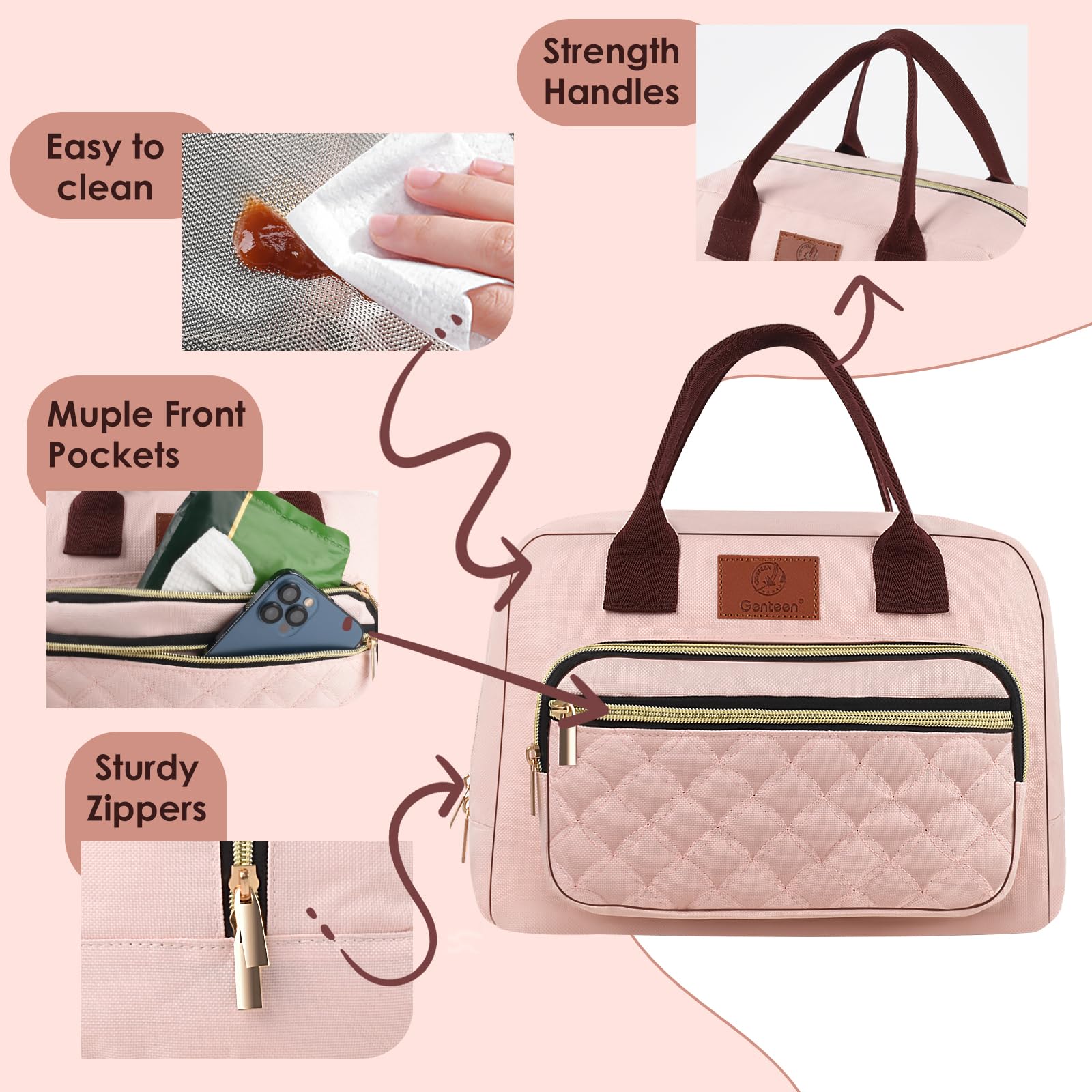 Genteen lunch bag with padded handle for comfortable transport