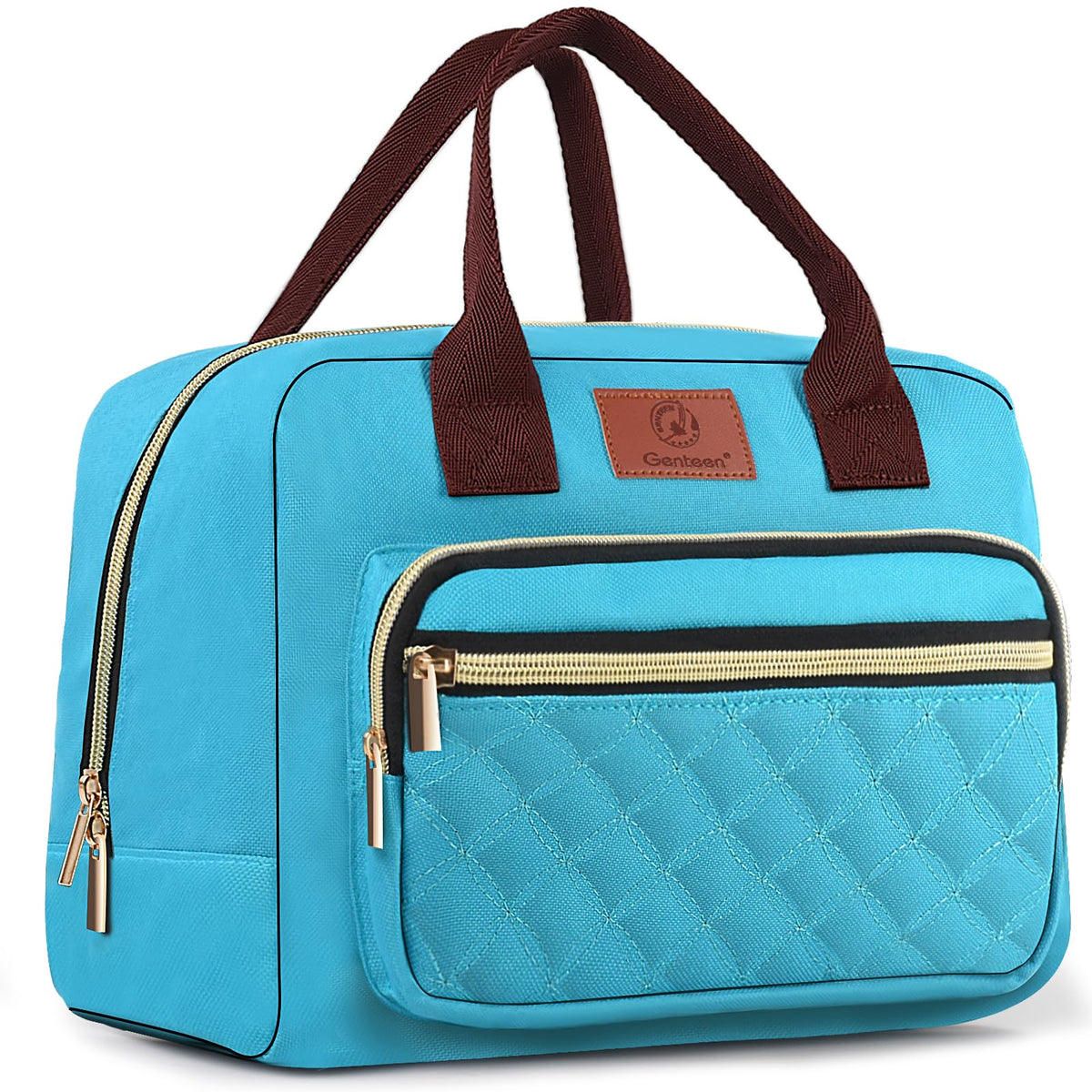 Genteen lunch bag front view with roomy main compartment for meals.
