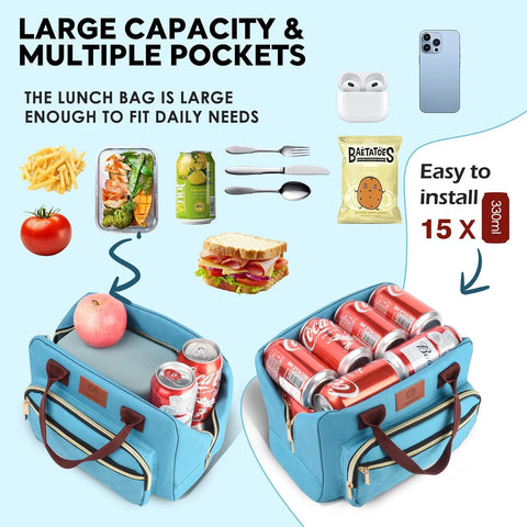 Genteen lightweight lunch bag with padded handle for easy carrying.
