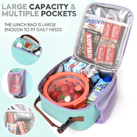 Genteen lunch box front zip pocket keeps phone and keys organized.
