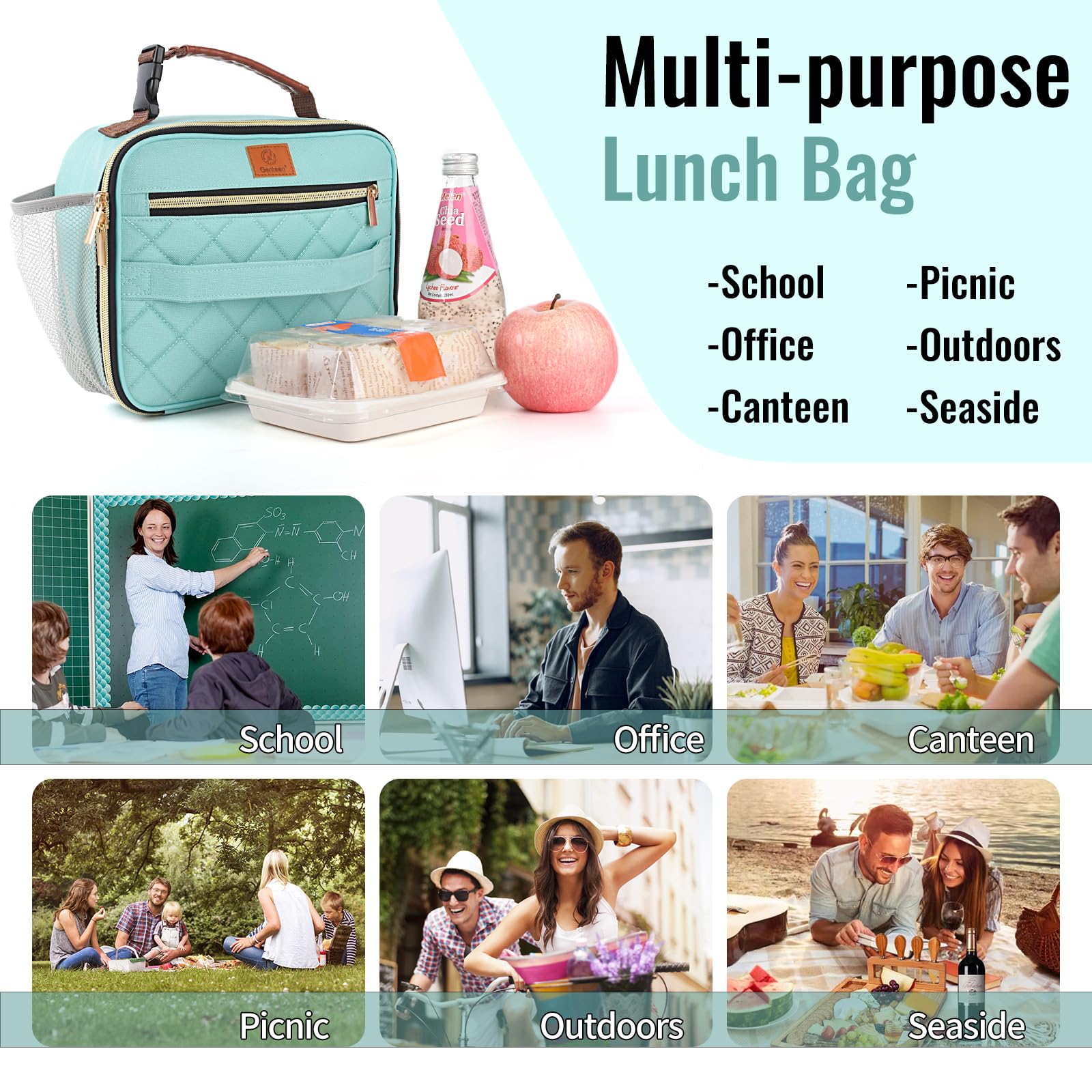 Genteen lunch box light green color for stylish everyday use