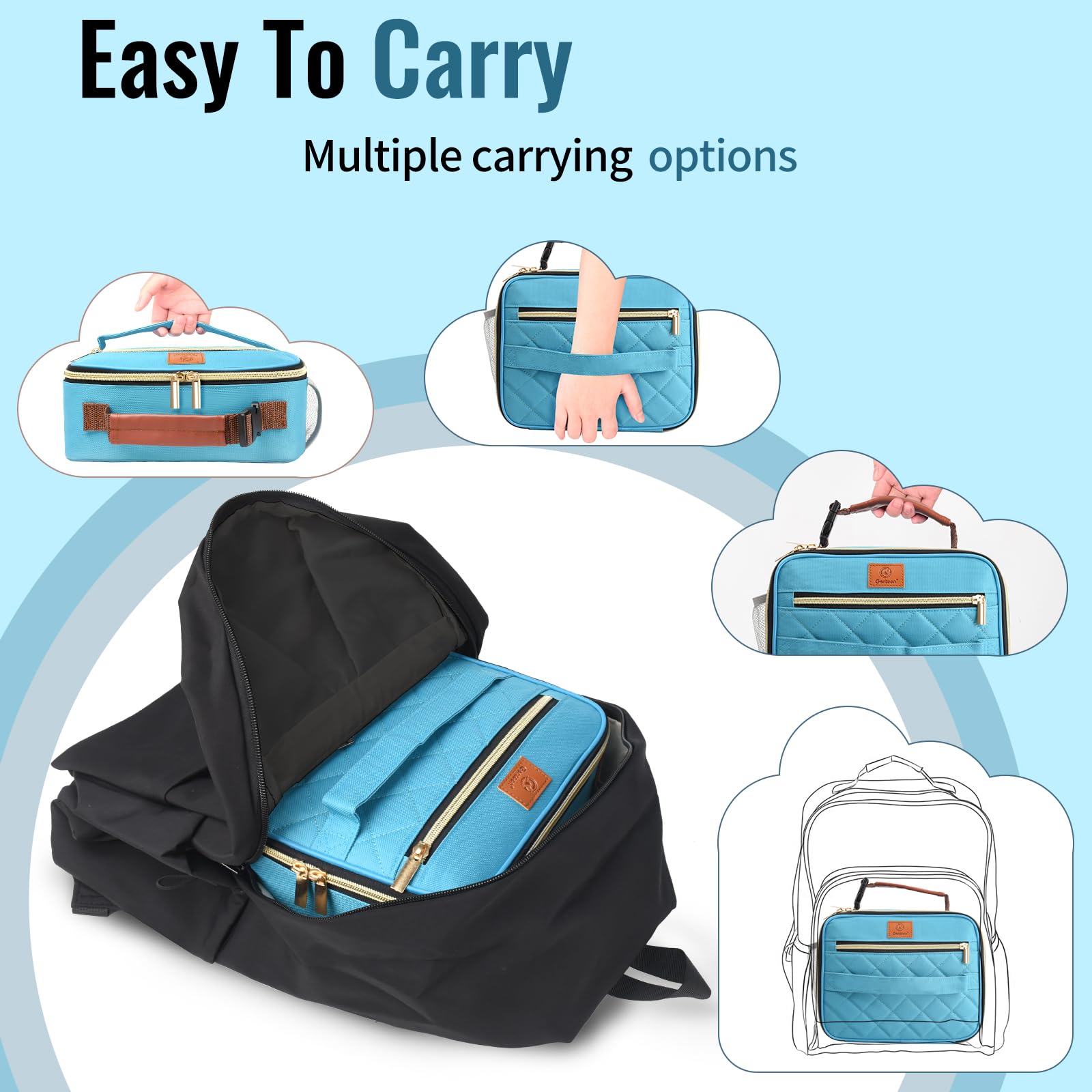 Genteen Lunch Box multi-pocket layout promotes quick item access
