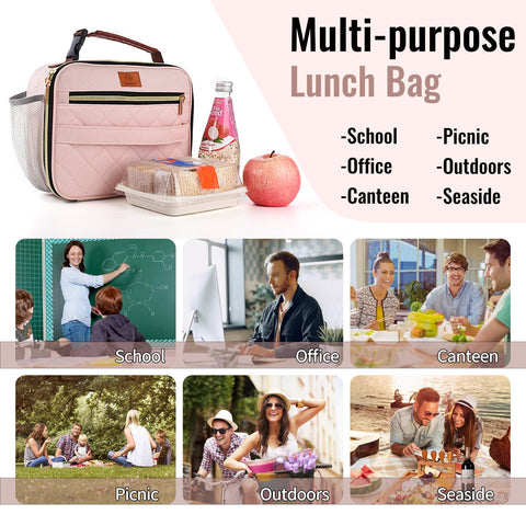 Genteen pink lunch bag fashionable design suits work or school
