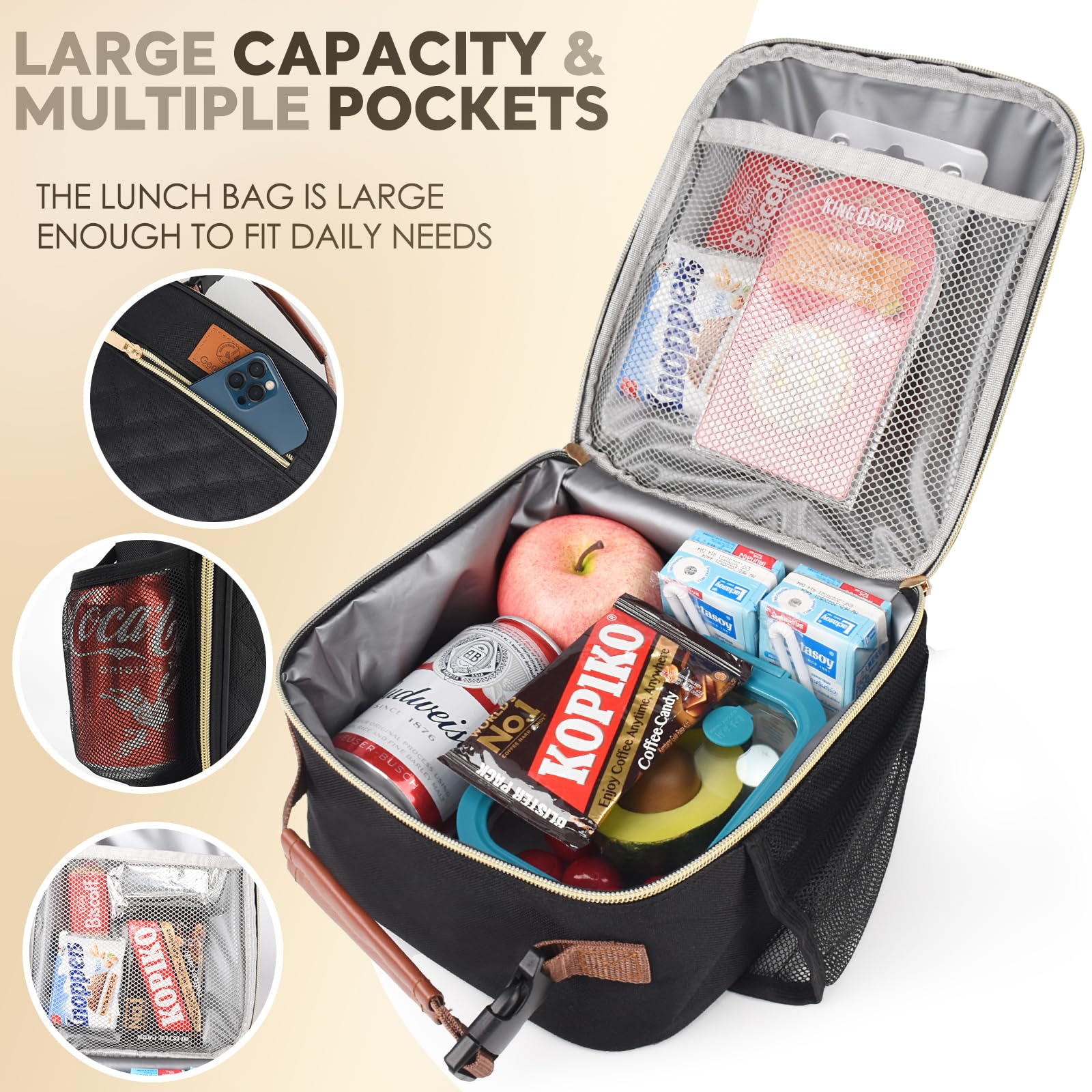 Genteen lunch box with removable handle for easy attachment to backpacks